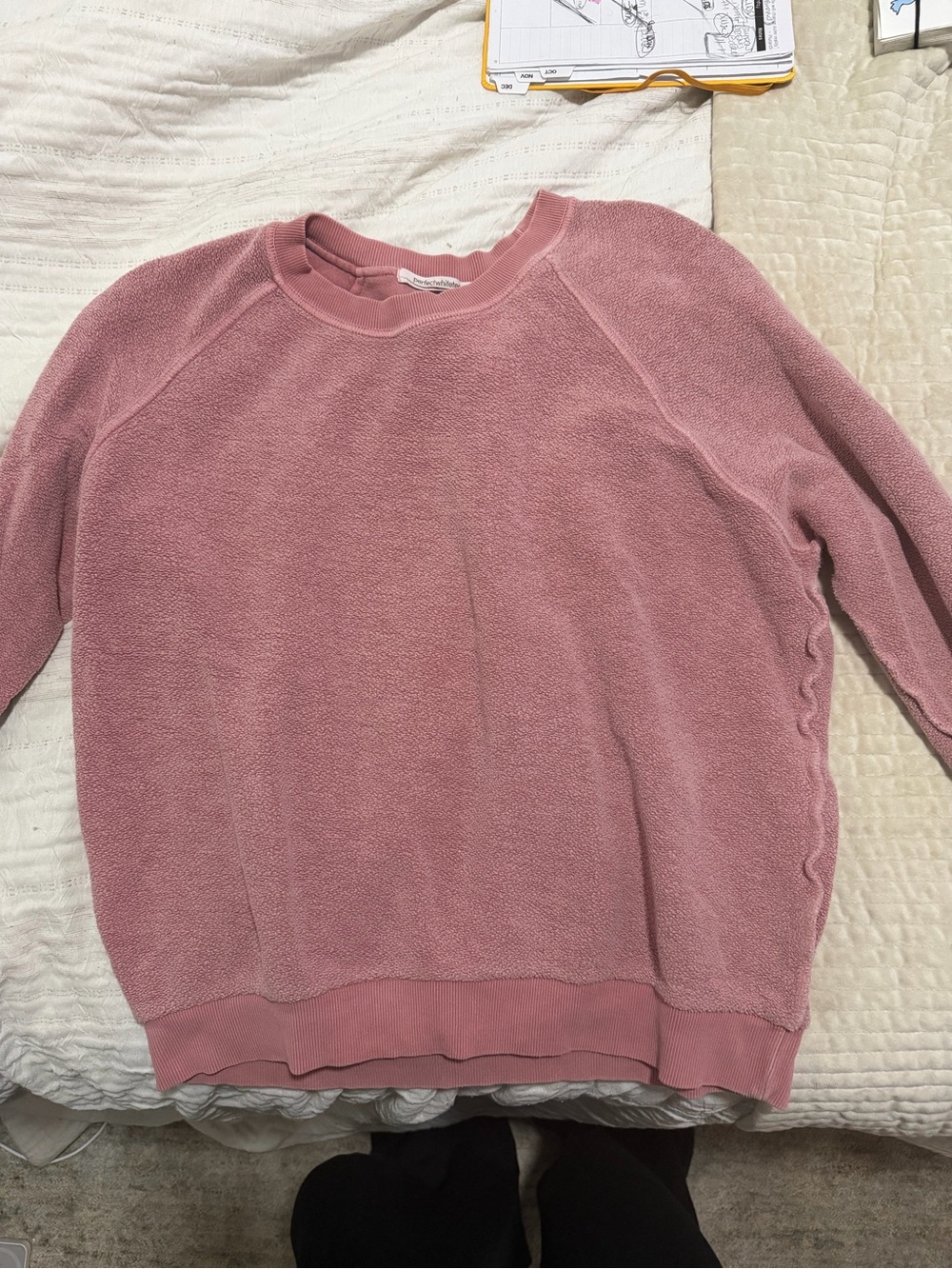 perfectwhitetee Dusty Rose Crewneck Pullover Sweater ziggy